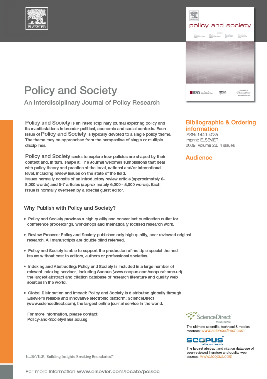 Policy & Society 2013 Issue on Policy Work